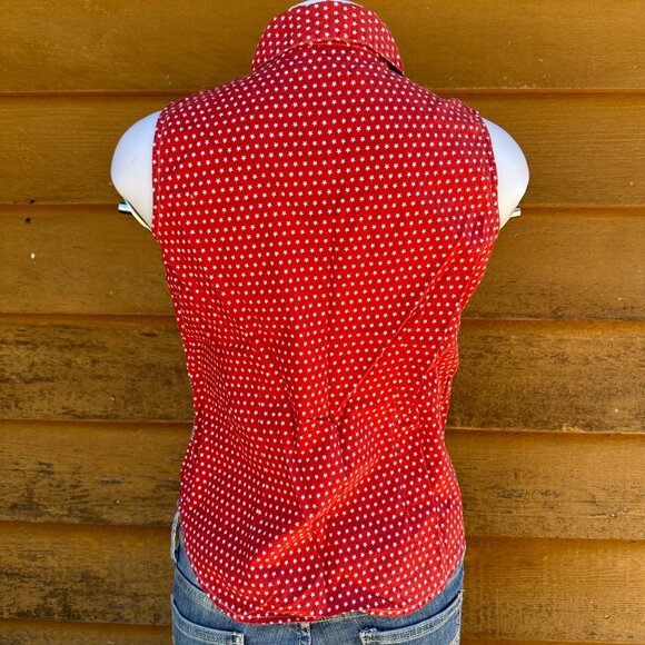 Vintage Cabin Creek Red White & Blue Patchwork Button Down Tank Top Women's Shir - Picture 6 of 8